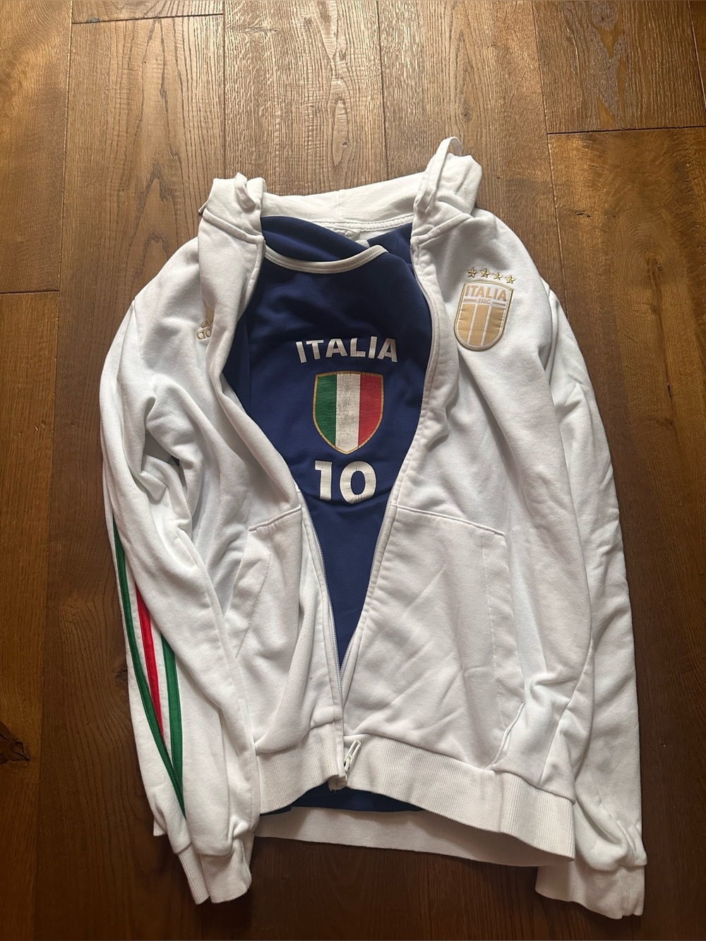 Adidas Italy Men’s full -zip White hoodie - Picture 12 of 15